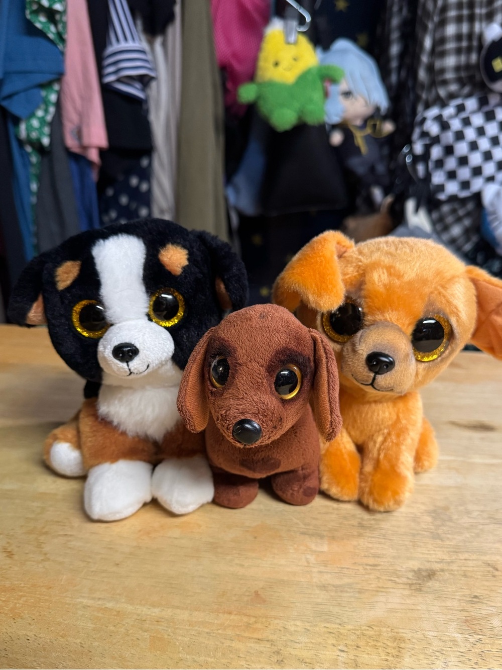 Plush Puppy Trio - Brown, Tan & Black Soft Dog Plushies